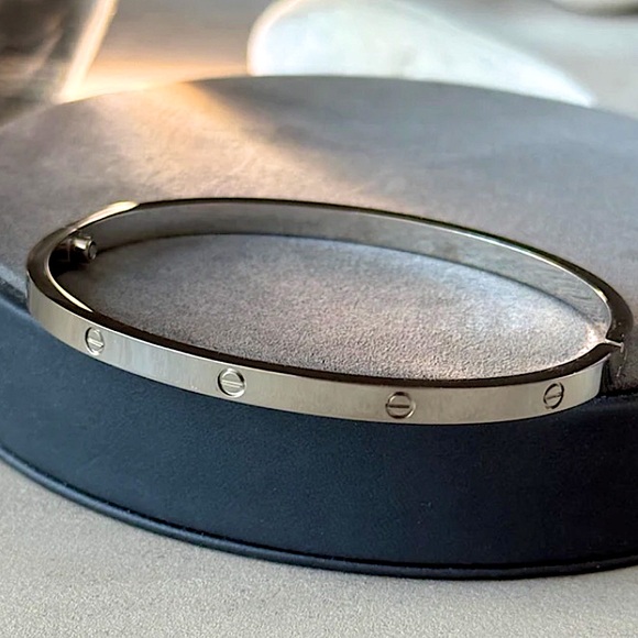 Silver Love Screwdriver Bangle Bracelet without Stones Thin Version Platinum - Picture 2 of 5